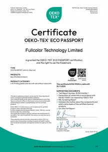 OEKO-TEX Standard 100 Certificate